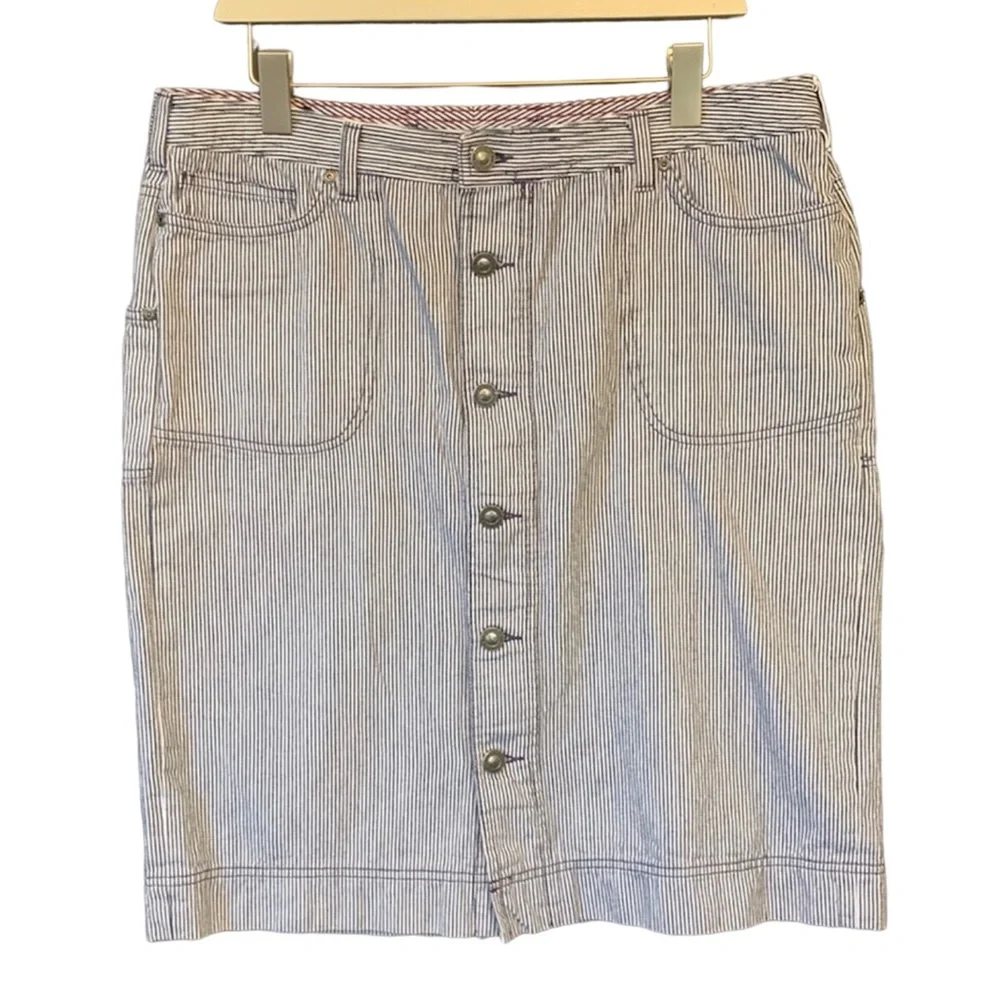 Patagonia Railroad Stripe Organic Cotton Button Down Front Skirt